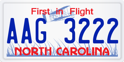NC license plate AAG3222