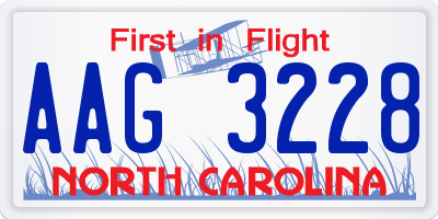 NC license plate AAG3228