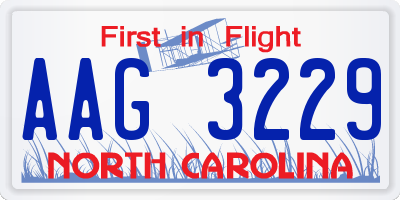 NC license plate AAG3229