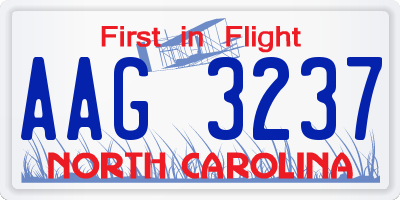 NC license plate AAG3237