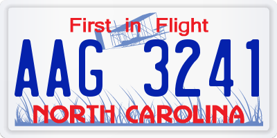 NC license plate AAG3241