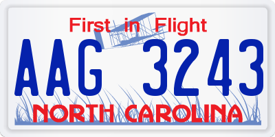 NC license plate AAG3243