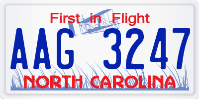 NC license plate AAG3247