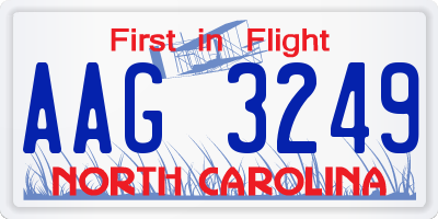 NC license plate AAG3249
