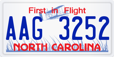 NC license plate AAG3252