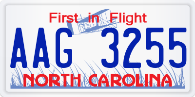 NC license plate AAG3255