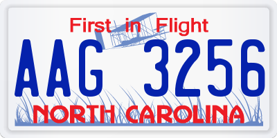 NC license plate AAG3256