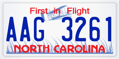 NC license plate AAG3261