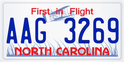 NC license plate AAG3269
