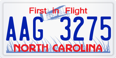 NC license plate AAG3275