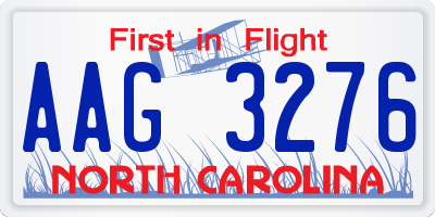 NC license plate AAG3276