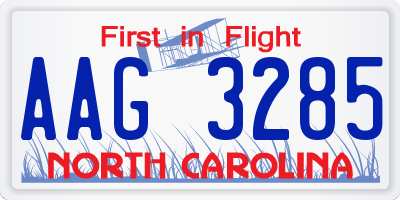 NC license plate AAG3285