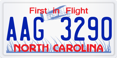 NC license plate AAG3290