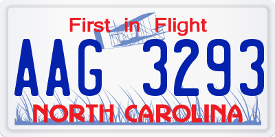 NC license plate AAG3293