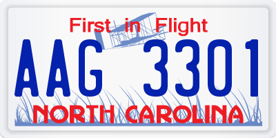 NC license plate AAG3301