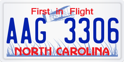NC license plate AAG3306