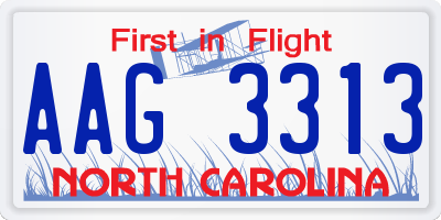 NC license plate AAG3313