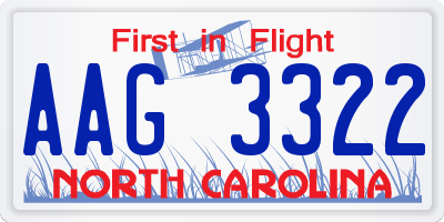NC license plate AAG3322