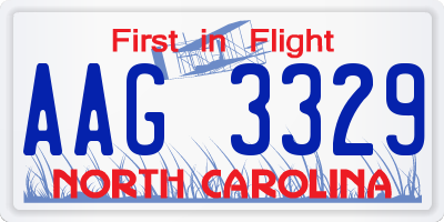 NC license plate AAG3329