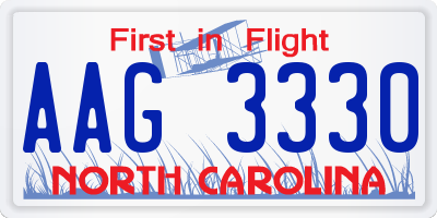 NC license plate AAG3330