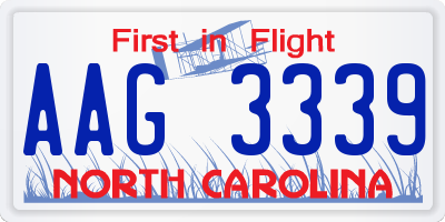NC license plate AAG3339