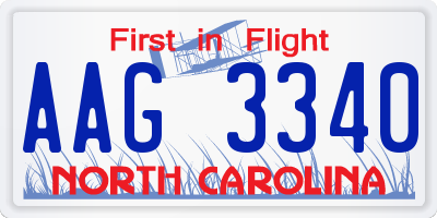 NC license plate AAG3340