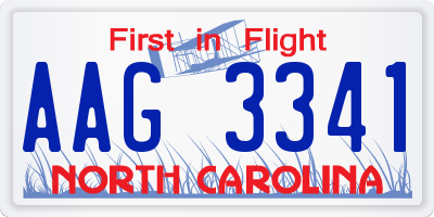 NC license plate AAG3341
