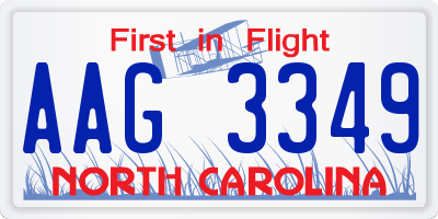 NC license plate AAG3349