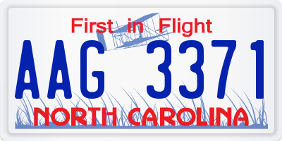 NC license plate AAG3371