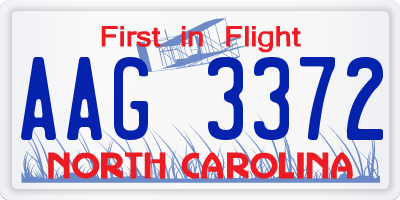NC license plate AAG3372