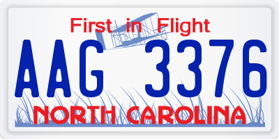 NC license plate AAG3376