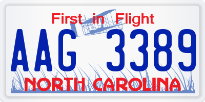 NC license plate AAG3389