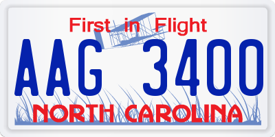NC license plate AAG3400