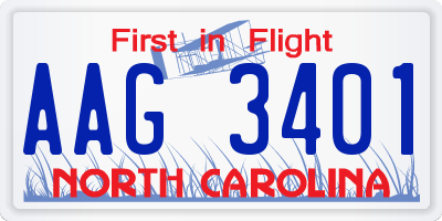 NC license plate AAG3401