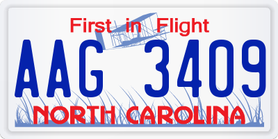 NC license plate AAG3409