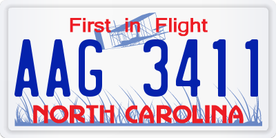 NC license plate AAG3411