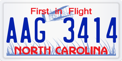 NC license plate AAG3414