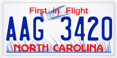 NC license plate AAG3420