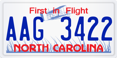 NC license plate AAG3422
