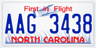 NC license plate AAG3438