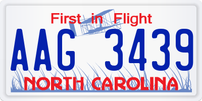 NC license plate AAG3439