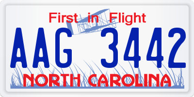 NC license plate AAG3442