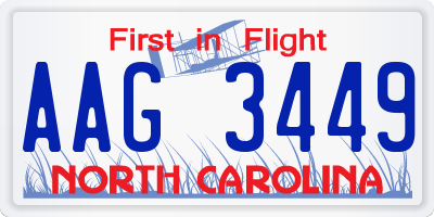 NC license plate AAG3449