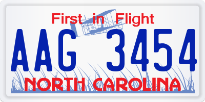NC license plate AAG3454