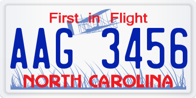 NC license plate AAG3456