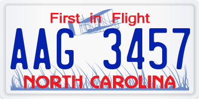NC license plate AAG3457