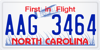 NC license plate AAG3464