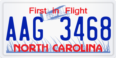 NC license plate AAG3468