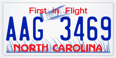 NC license plate AAG3469