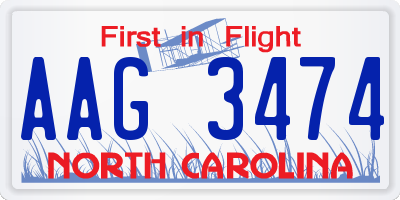 NC license plate AAG3474